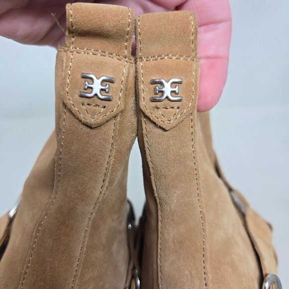 SAM EDELMAN Bellamie Western Harnessed Square Toe Ankle Boot Brown Size 10.5 M - Picture 9 of 14